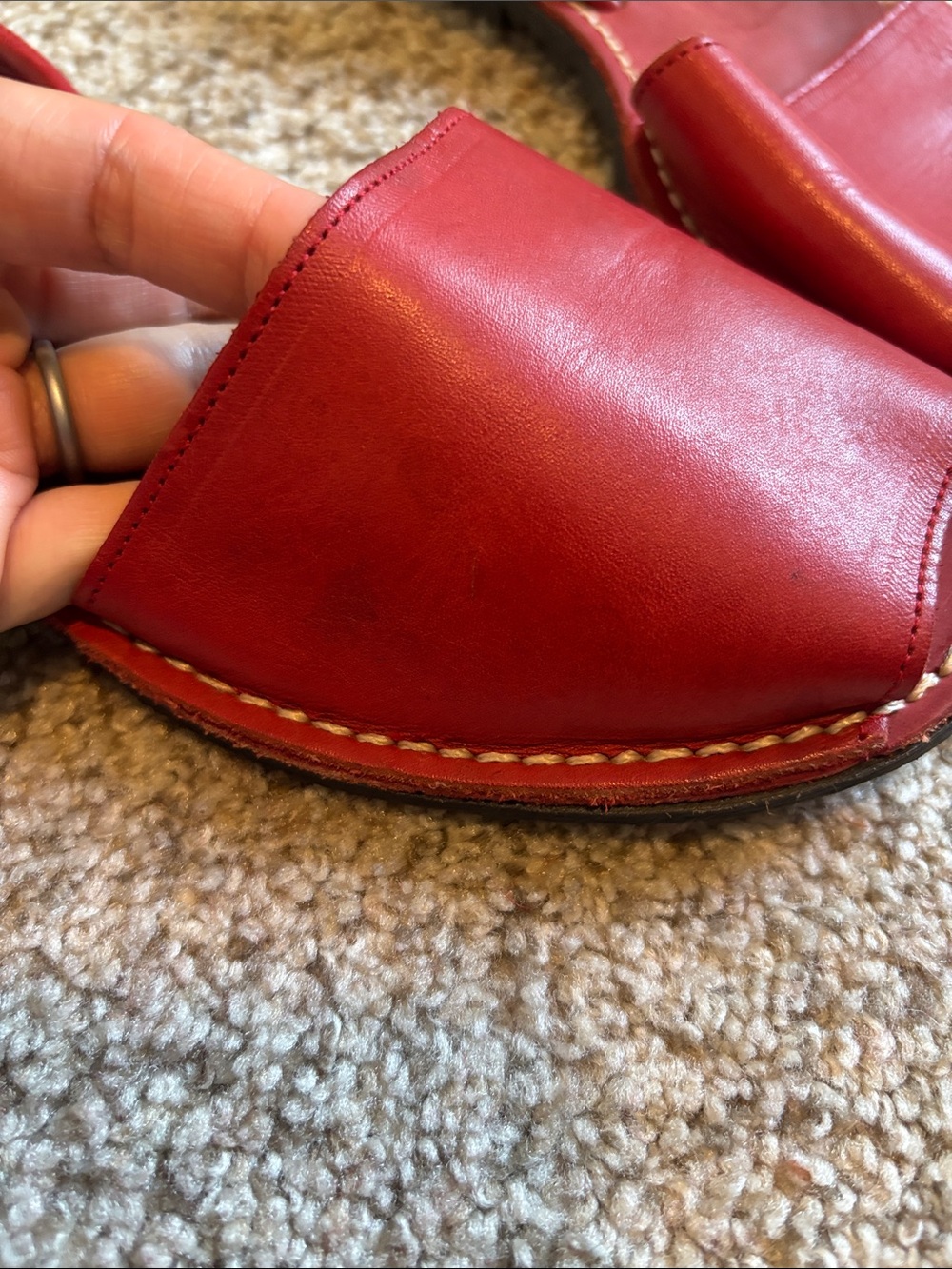Avarca by C. Ortuño Made in Spain Red Shoes Size 37 Leather Minimalist Classic - Picture 9 of 10